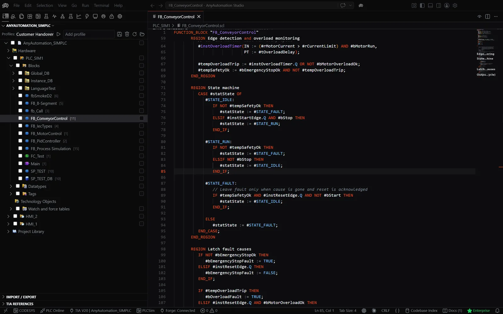 AnyAutomation Studio: SCL editor with syntax highlighting